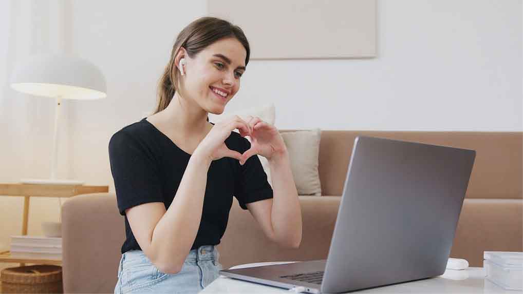 A woman having a video call.
